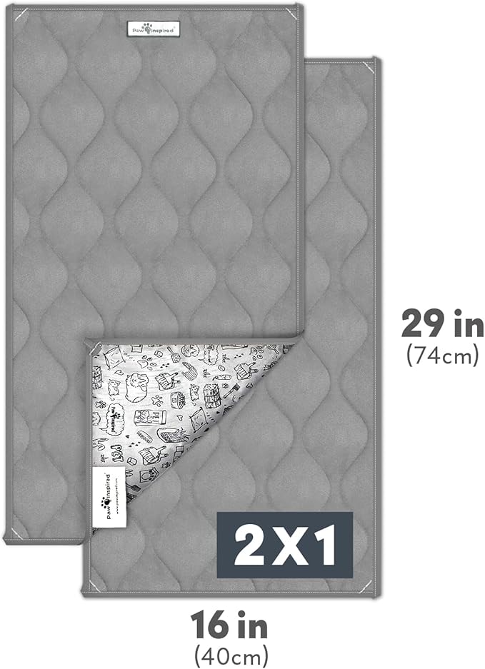 Paw Inspired Guinea Pig Cage Liners | Washable Fleece Bedding with Waterproof Bottom | Super Absorbent Pee Pad or Pet Bed Mat for Guinea Pigs, Ferrets, Rabbits, Hamsters, Small Animals (C&C 2x1, Gray)
