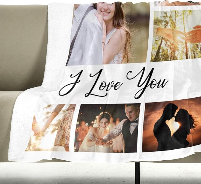Personalized Anniversary Couple Gifts for Women & Men, Custom Blanket with Photo, Personalized Photo Blanket, Customized Picture Blankets, Custom Birthday Gifts for Him & Her
