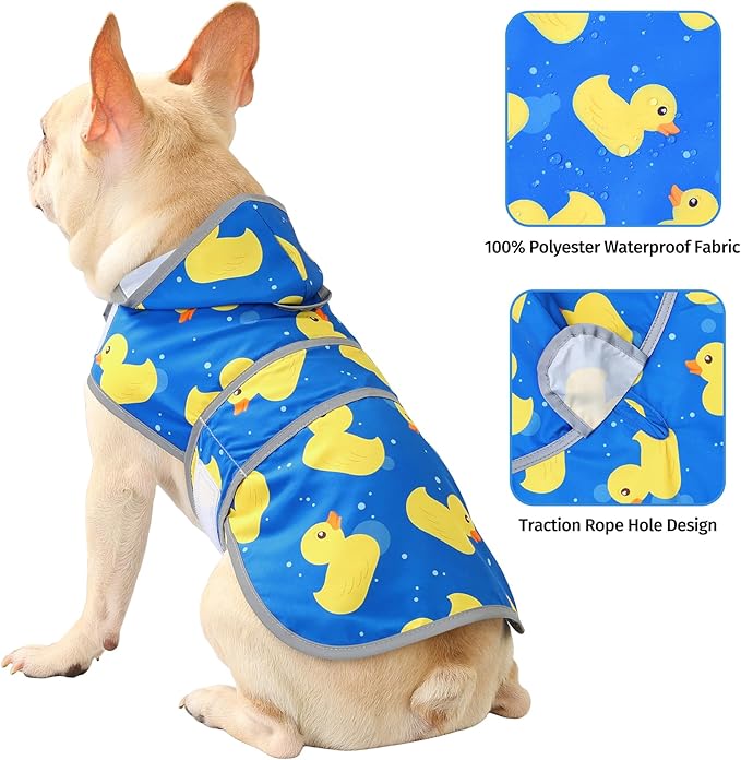 Dog Raincoat Hooded,Waterproof Rain Coat for Dogs with Adjustable Belly Strap,Reflective Strips, Lightweight Slicker Poncho Rain Jacket for Small Medium Large Dogs