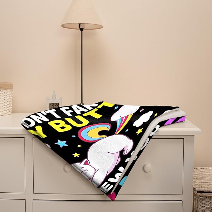 Cat Blanket Funny Gift for Girl Boys Kids Soft Flannel Throw Comfy Cozy Blankets for Teen Birthday Bed Sofa-50"x60"