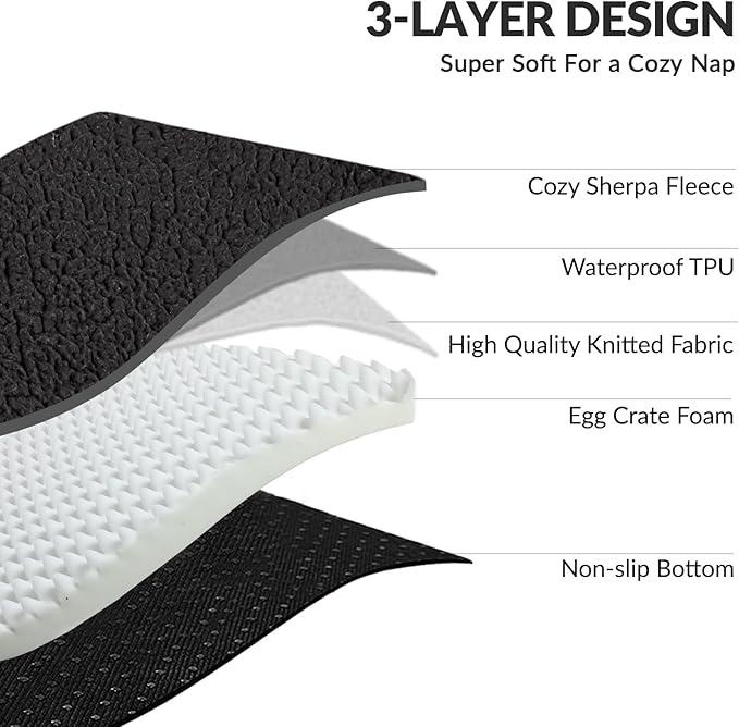 Patas Lague Orthopedic Dog Bed Large Sized Dog 36''X24'', Waterproof L Bolster Medium Pet Sofa Beds with Removable Washable Cover, Soft Comfortable Pet Couch Crate Mat with Nonskid Bottom, Black