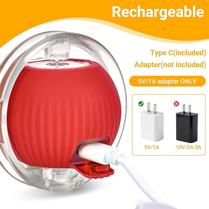 Interactive Cat Toys for Indoor Cats, Motion Activate Ca t Toy, Smart Kitten Rolling Ball Moving Ball Toys, Rechargeable Cat Ballfor Enrichment Exercise(Red)