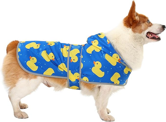 Dog Raincoat Hooded,Waterproof Rain Coat for Dogs with Adjustable Belly Strap,Reflective Strips, Lightweight Slicker Poncho Rain Jacket for Small Medium Large Dogs