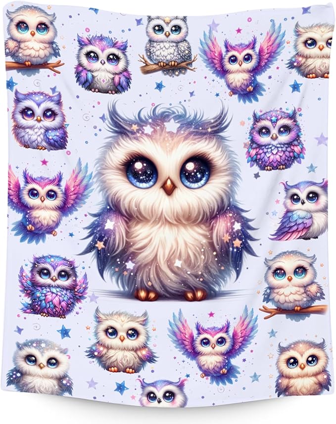 Toddlers Blanket Gifts, Girls Owl Blankets, Cute Owl Gifts for Women Adults, Soft Fleece Kids Throw for Couch Sofa Bed, 60"x80"