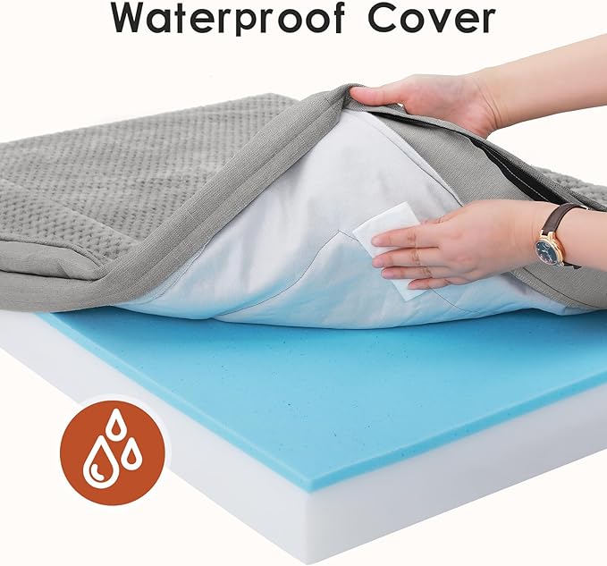 Orthopedic Dog Bed Medium Size Dog, Memory Foam Pet Bed for Small and Medium Dogs, Washable Removable Cover, Nonskid Bottom, Waterproof, 30x20x6 Inches, Light Grey