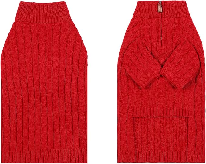 Small/Medium Dog Sweater, Warm Dog Winter Coat w/Sleeves, Comfortable High Neck Premium Dog Clothes for Schnauzer-Best for Holidays, Daily Walks M Red