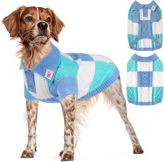 Pullover Dog Sweater,Half Chest Lapel Design Pet Sweaters for Dogs Boys or Girls,Pet Knitted Dog Clothes,Pet Clothing,Suitable for Various Sizes or Breeds Dogs Sweaters(Blue Group,M)