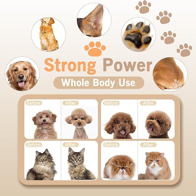 Dog Clippers Grooming Kit and Paw Trimmer,Cordless,Low Noise, Electric Quiet,Rechargeable, Dog Trimmer Grooming, Pet Hair Clippers for Thick Coats,Shaver for Small and Large Dogs Cats(Blue)