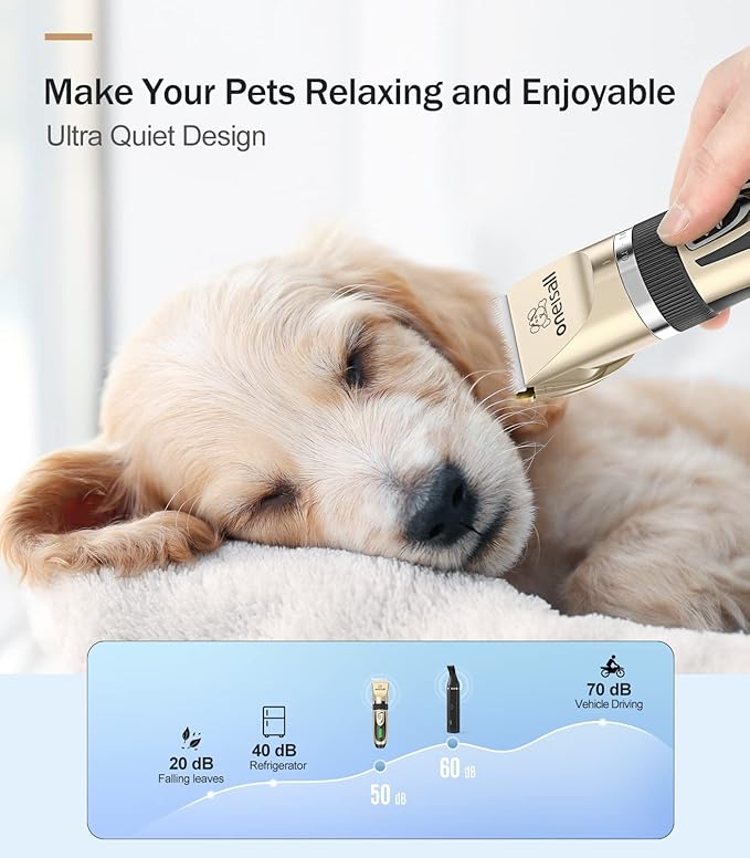 oneisall Dog Grooming Clippers and Paw Trimmer Kit 2 in 1 Quiet Cordless Dog Clippers for Grooming Pet Hair Paws Trimmers for Small Dogs Cats Animals