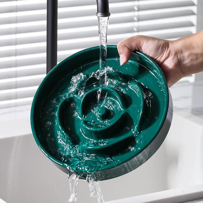 8.66 in Green Dog Bowl Slow Feeder Ceramic for Medium and Large Breed,Slow Feeding Dog Food Water Dish Heavy Wighted,Puppy Bowl for Fast Eaters,Puzzle Slow Eating Bowl Modern Maze