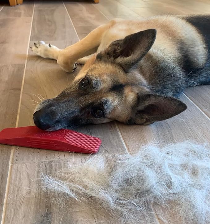 StripHair Gentle Groomer - Original for Dogs Pets 6-in-1 Shedding Grooming Massage (Soft Red)