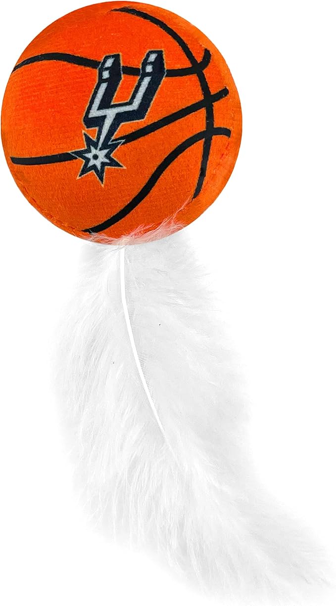 Best Plush CAT Toy - NBA SAN Antonio Spurs Complete Set of 3 Piece Cat Toys Filled with Fresh Catnip. Incl: 1 Jersey Cat Toy, 1 Basketball Cat Toy with Feathers & 1#1 Fan Cat Toy. Beautiful Team Logo