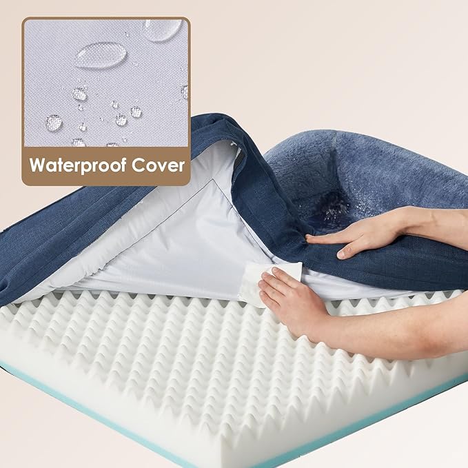 EHEYCIGA Memory Foam Dog Bed for Large Sized, Orthopedic Dog Sofa with Sides and Waterproof Liner, Washable Bolster Pet Couch with Removable Cover, 41x27x7.5 Inch, Navy