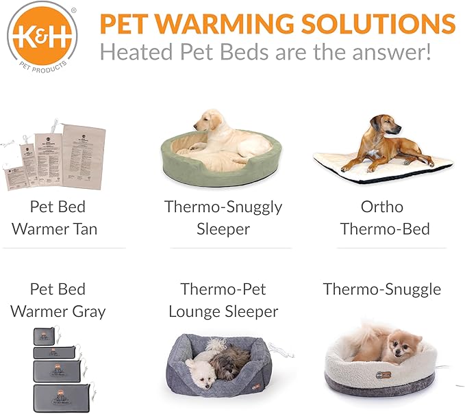 K&H Pet Products Pet Bed Warmer, Turn Any Pet Bed Into a Heated Cat or Dog Bed, Waterproof Indoor Heated Warming Pad Insert, Automatic Temperature, Safety Listed - Extra-Large 26.5 X 16.75in Gray