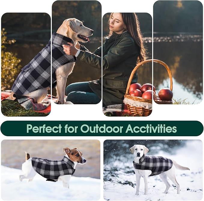 Kuoser Reversible Dog Jacket, Warm Winter Coat for Large Dogs, Warm Windproof Pet Cold Weather Clothes, Blue XXL