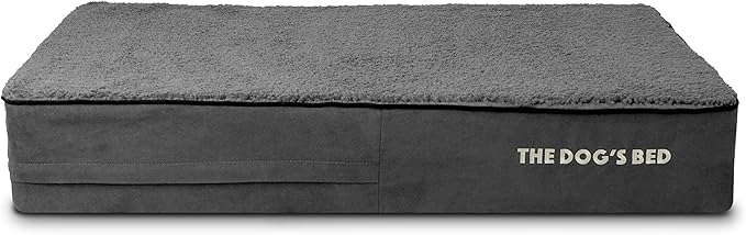 The Dog’s Bed Orthopedic Memory Foam Dog Bed, Large Grey Plush, Pain Relief for Arthritis, Hip & Elbow Dysplasia, Post Surgery, Lameness, Supportive, Calming, Waterproof Washable Cover