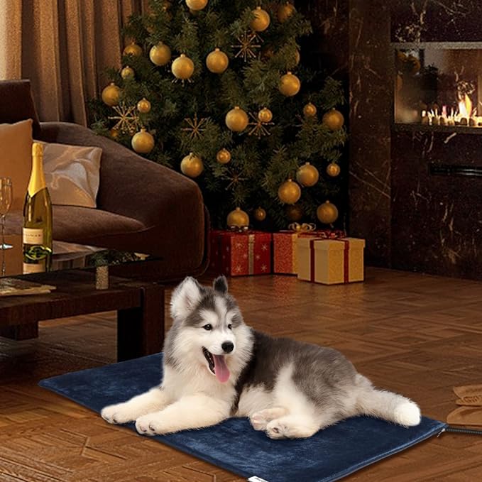 Toozey Pet Heating Pad, 6 Adjustable Temperature Dog Cat Heating Pad with Timer, Waterproof Heated Dog Bed with Chew Resistant Cord, Indoor Electric Pet Heated Mat 28x20in