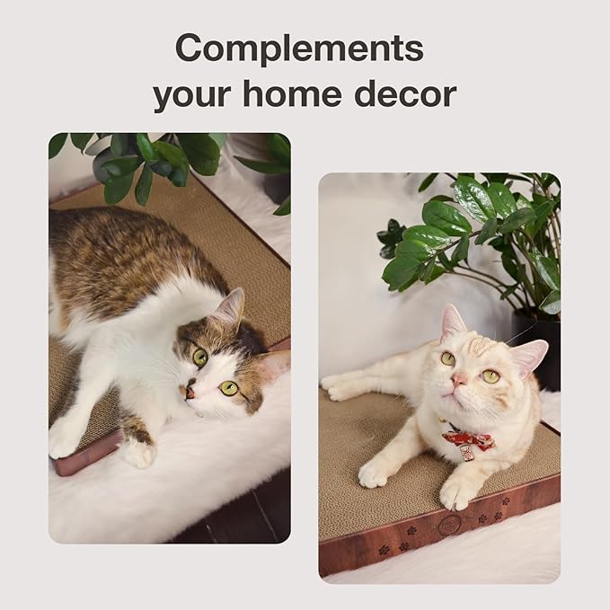 Necoichi Cardboard Cat Scratcher Bed for Indoor Cats - Cat Scratching Board (18" King, b.Dark Cherry Lounge)