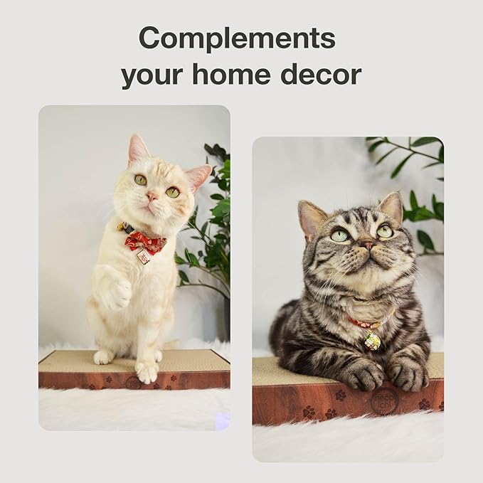 Necoichi Cardboard Cat Scratcher Bed for Indoor Cats - Cat Scratching Board (16" Regular, b.Dark Cherry Lounge)