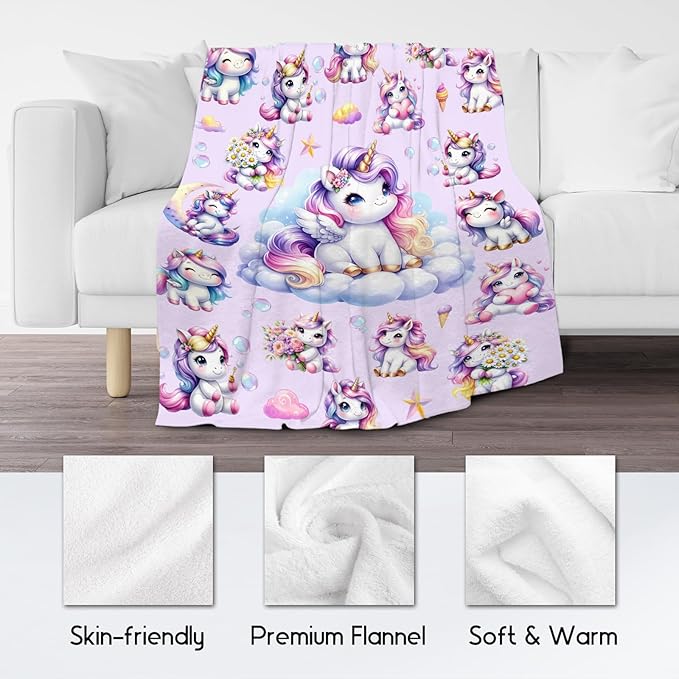 Gifts for Girls, Unicorn Blanket Gifts for Kids Unicorn Lovers, 60"x80" Soft Flannel Throw for Women Adults