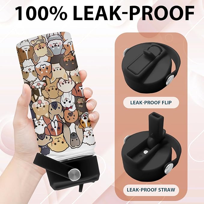 Dog Lover Gifts, 16 oz Water Bottle with Straw Lid, Stainless Steel Insulated Dog Water Bottles, Cute Puppy Tumbler for Travel Outdoor