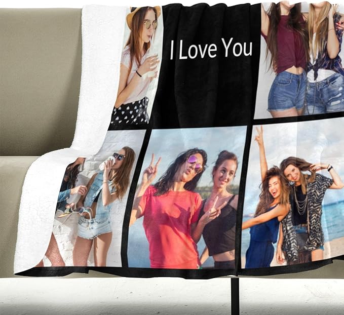 Custom Blanket with Photo, Personalized Photo Blanket, Customized Picture Blankets, Customizable Blankets, Personalized Birthday Gifts for Women, Men, Family, Friend