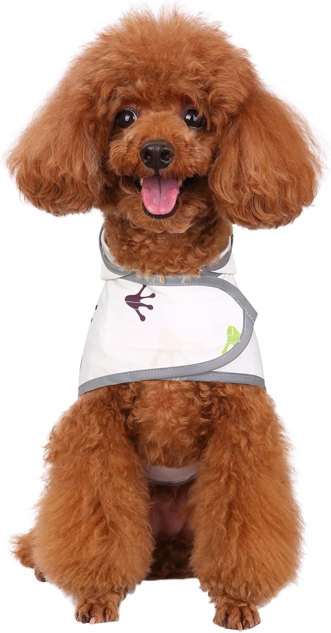 Dog Raincoat for Medium Dogs Waterproof Hooded Rain Jacket with Reflective Strips Leash Hole & Poncho Adjustable Fit (FrogPaw,M)