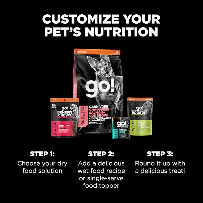 Go! Solutions Carnivore, Grain-Free, Protein Rich Dry Dog Food, Salmon and Cod Recipe, 12 lb Bag
