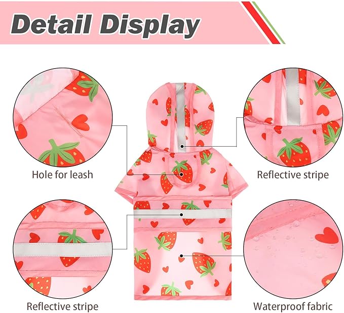 KOOLTAIL Dog Raincoat Hooded Slicker Poncho with Leash Hole, Dog Raincoat for Small Medium Dogs, Waterproof Pet Rain Jacket with Reflective Strip, Adjustable Breathable Puppy Rainwear