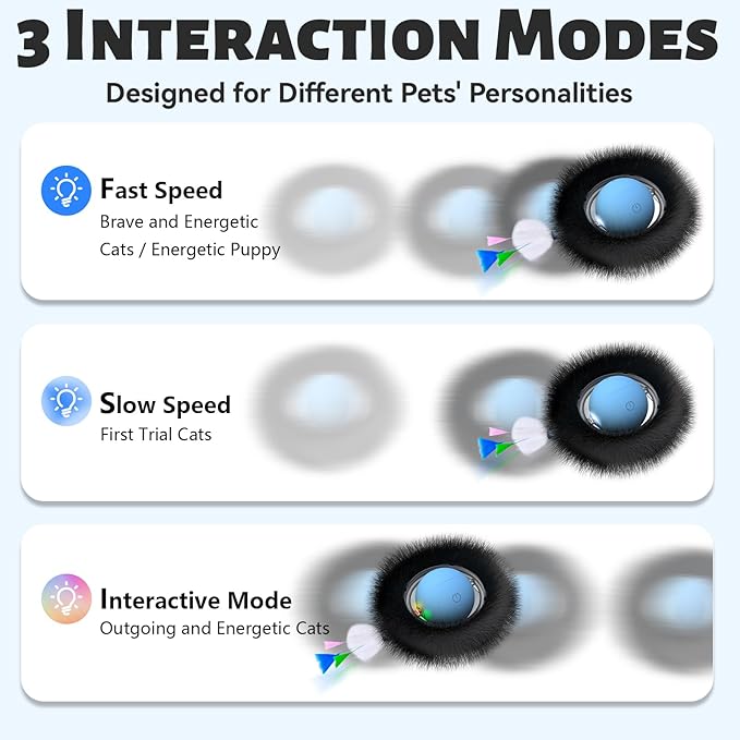 ORSDA Cat Toys, Interactive Fast Rolling Ball in Pouch, Hide and Seek for Indoor Cats, Motion Chirping Activated Moving Ball, 7 Holes Mat Mouse Catching Game