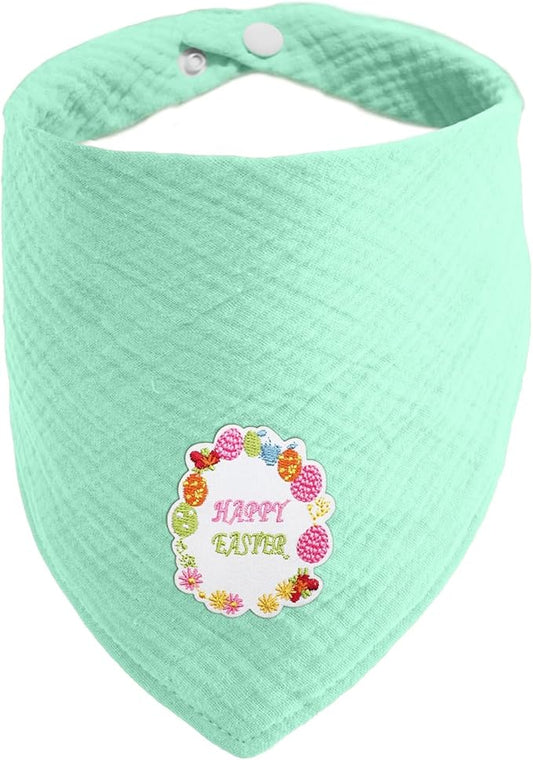 Easter Solid Color Letter Embroidered Dog Scarf - Adjustable Cotton Bandana for Medium Dogs,Green,Medium