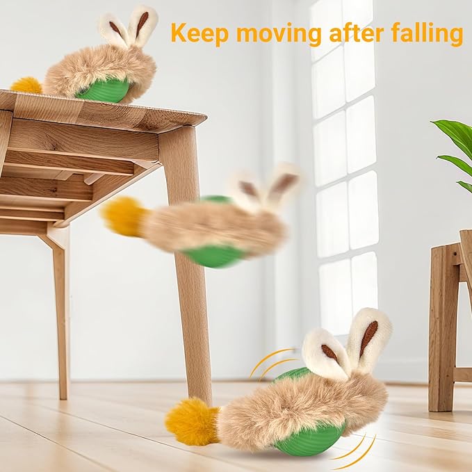 Interactive Cat Toys for Indoor Cats, Motion Activate Ca t Toy, Smart Kitten Rolling Ball Moving Ball Toys, Rechargeable Cat Ballfor Enrichment Exercise (Green)