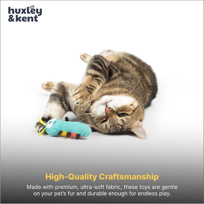 Huxley & Kent Plush Cat Toy - Interactive Catnip Toy for Cats & Kittens - Soft with Crinkle & Catnip - Fun Indoor Play - Caterpillar