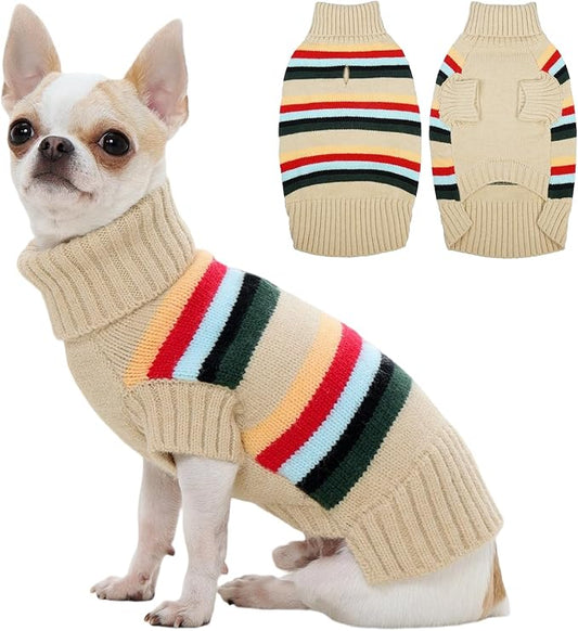 Kuoser Dog Sweater, XS Dog Sweater for Small Dogs, Pullover Puppy Knitwear Apparel, Pet Sweaters for Small Dogs Boy Girl Yorkie Chihuahua, Apricot XS
