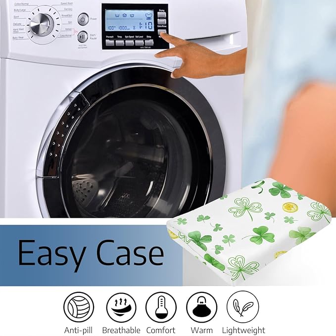 Greens Clovers St. Patrick's Day Blanket, Ireland Lucky Shamrock Throw Blanket, Gold Coin Horseshoe Fleece Blanket, Lightweight Soft Warm Flannel Blanket for Couch Sofa Chair, 50 x 60 Inch