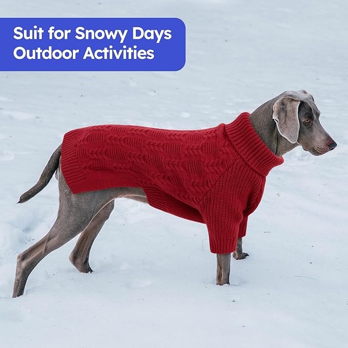 ASENKU XXXL Dog Sweaters for Large Dog Girls Boys, Pullover Turtleneck Knitted Big DoggieSweatershirt for Female Male, Doberman Great Dane Sweater for Extra-Large Breed Dogs, Red 3XL