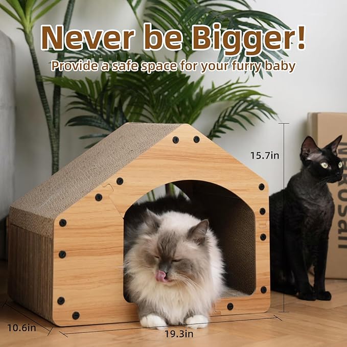 Nekosan Cat Scratcher House, Large Cardboard Cat Scratcher, Vertical Cat Scratcher, 19.3x10.6x15.7 inch Large, Cat Scratching Post for Indoor Cats, Cat Scracther Mansion