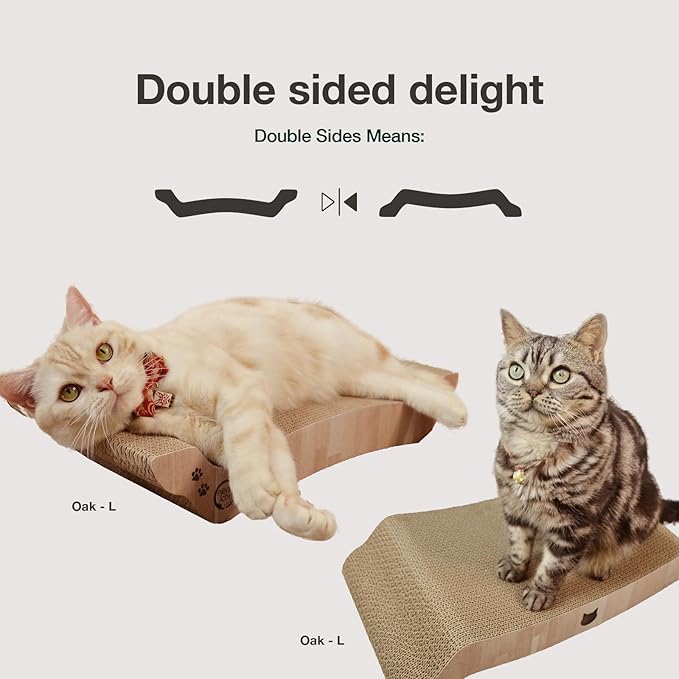 Necoichi Premium Comfort Series Cat Scratcher Curved Lounger and Scratcher Bed (c.Oak Bed, Large)