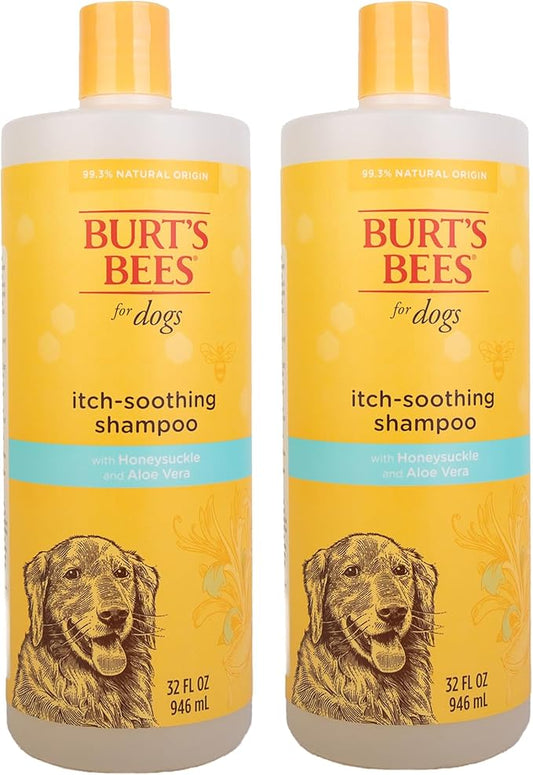 Burt's Bees for Pets Itch Soothing Shampoo with Honeysuckle, 2pk, 95% Natural Origin Formulas, Dog Shampoo for Itchy Dogs, Dog Shampoo Itchy Skin Relief, 2pk bottles, 32 oz