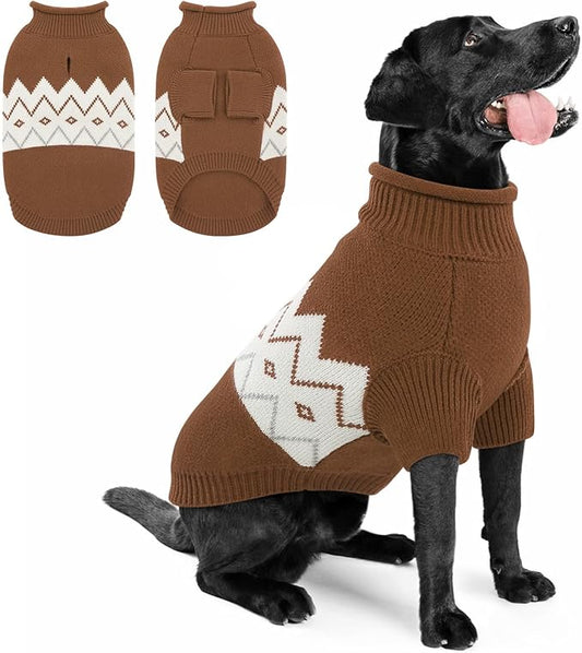 Queenmore Warm Dog Sweater, Soft Pet Knitwear, Knitted Pullover, Winter Pet Clothes for Small Medium Dogs Cats