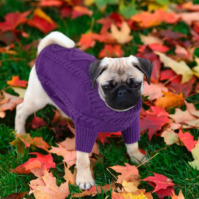 Queenmore Dog Sweater for Large Size Pet,Pitbull Dog Sweater,XXL Doggy Sweater for Labrador Retriever,Cold Weather Warm Knitted Pet Sweatershirt for Boy Girl Dogs (Purple,2XL)