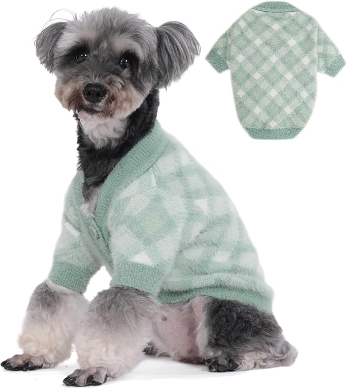 Dog Sweater, 2-3 Pack Warm Soft Pet Clothes for Puppy, Medium Large Cat, Girl or Boy, Shirt for Winter Christmas (Green, Small)
