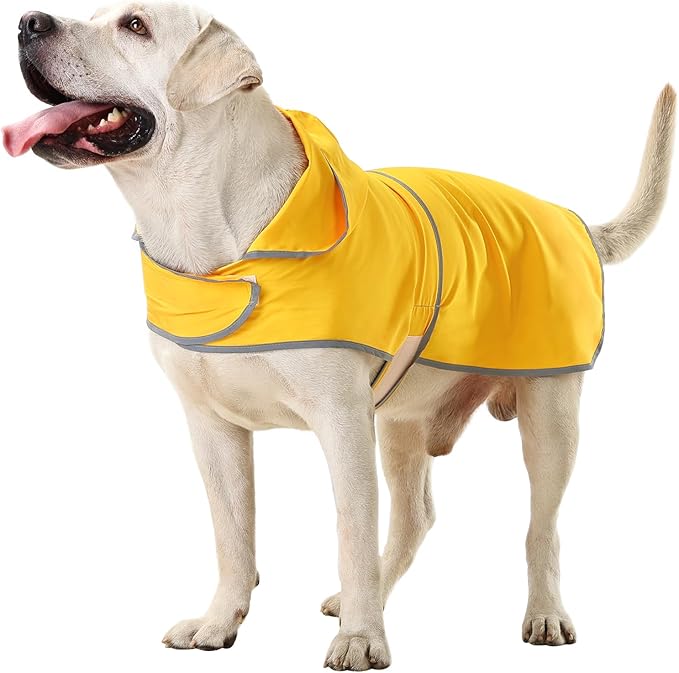 Dog Raincoat Hooded,Waterproof Rain Coat for Dogs with Adjustable Belly Strap,Reflective Strips, Lightweight Slicker Poncho Rain Jacket for Small Medium Large Dogs
