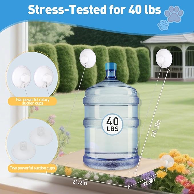 Cats Window Perch, Window cat Bed,Hammock, House, Equipped with Two Powerful Suction Cups, The Load-Bearing Capacity is Stronger, and The cat can Rest Assured to bask in The Sun