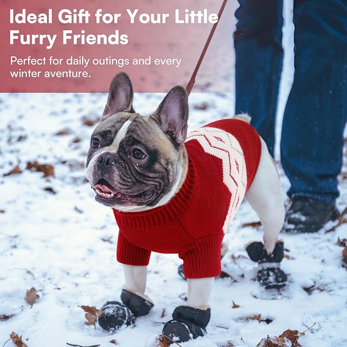 Queenmore Warm Dog Sweater, Soft Pet Knitwear, Knitted Pullover, Winter Pet Clothes for Small Medium Dogs Cats