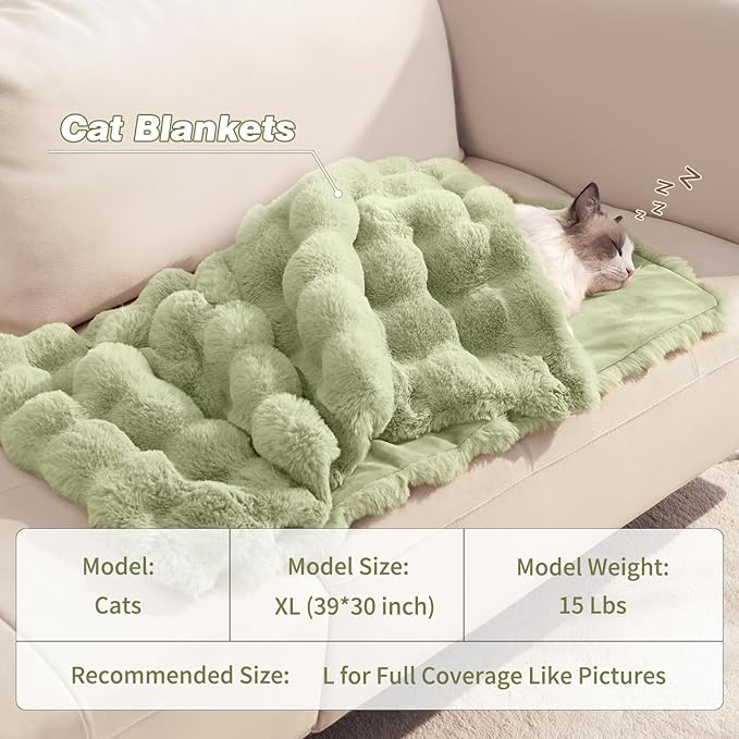 Dog Blanket Ultra Soft Fuzzy Faux Fur Cat Blankets for Indoor Cats Ultra Soft Plush Faux Fur Machine Washable Reversible Pet Throw Protector for Couch Furniture 39"X 30" Green