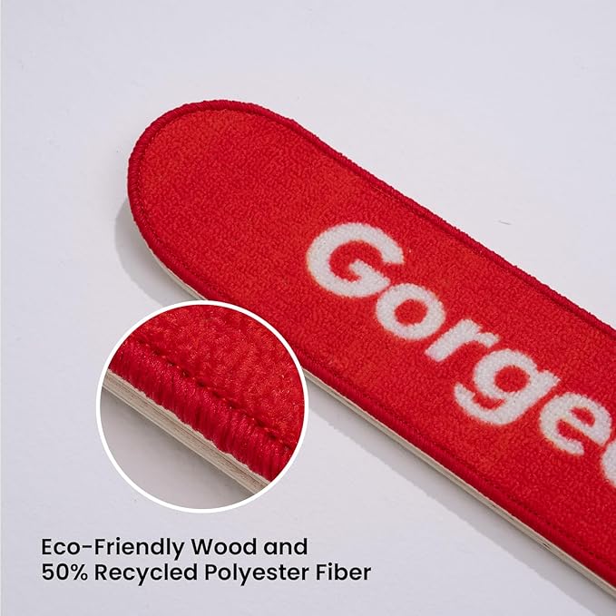 Wall Mounted Cat Scratching Board Skateboard Style (24"x6") - Reusable Wooden Board + Replaceable Cat Scratcher Map with Mounted Setup