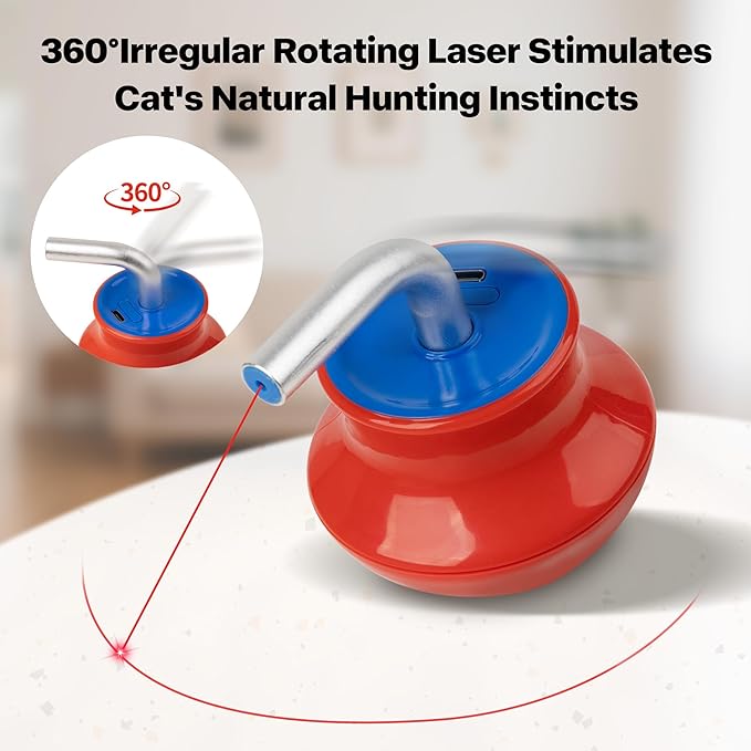 Pet Prime Cat Stimulation Toys for Indoor Cats Automatic 360° Random Rotation Cat Laser Toy Rechargeable Interactive Cat Toy for Bored Indoor