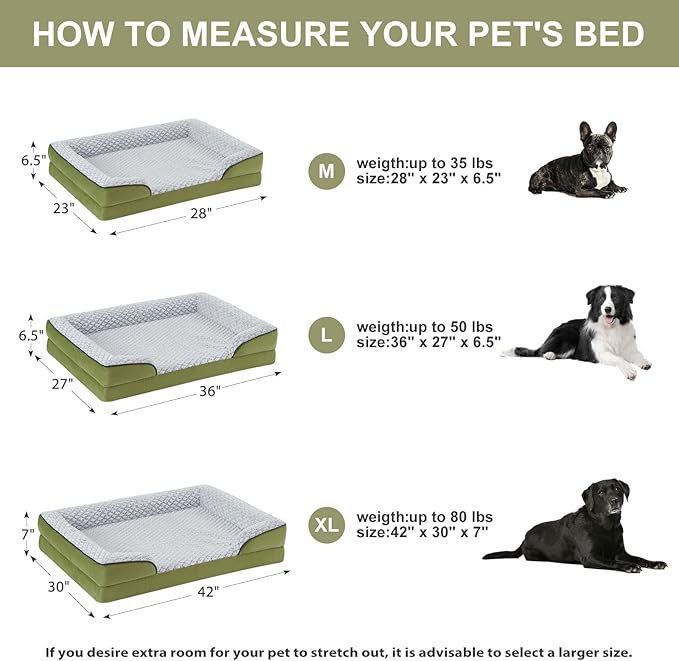 Orthopedic Dog Bed for Large Dogs, Egg Crate Foam Bed for Large Dogs, Equipped with Removable Waterproof Pillow Cover and Anti-Slip Bottom, Pet Bed