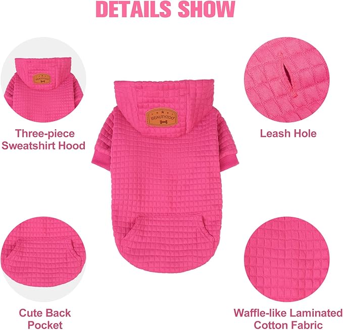 BEAUTYZOO Dog Hoodie for Small Medium Large Dogs, Winter Fall Warm Dog Clothes for Puppy S M Sized Dogs Girl Boy, Dog Sweater Shirt Hoodies with Pocket Bulldog Pitbull Cat Clothing Coat